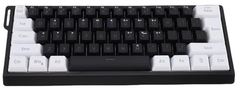 Asixxsix Trådbundet Tangentbord, 60 Procent 61 Tangenter RGB-bakgrundsbelyst Bärbart Datortangentbord med Mekanisk Känsla med Ergonomiska Tangentbord för Spelarbete OS X IOS, Tyst (Svart Vit)