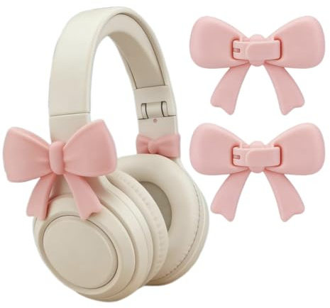 2 Pack Pink Silicone 3D Bow Headphone Clip Decor Accessories | Cute & Playful Earphone Decorations | Easy to Apply Coquettish Gamer Gift
