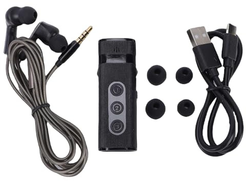 Yanmis Amplificatore Audio con Cuffie Cablate, Controllo Volume, Cancellazione del Rumore, Dispositivo Ricaricabile di Ottimizzazione Vocale per Anziani (BLACK)