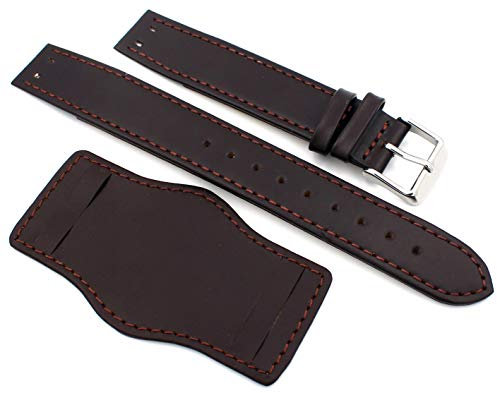 Sulla 18mm Uhrenarmband für Feste Stege Bund Style mit Unterlage dunkel braun