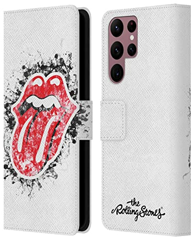 Head Case Designs Officially Licensed The Rolling Stones Distressed Look Tongue Licks Collection Leather Wallet Case Compatible with Samsung Galaxy S22 Ultra 5G