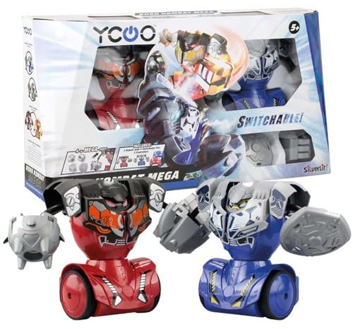 YCOO Pack de 2 Robots Kombat Mega teledirigidos de 16 cm, puños Intercambiables, Juguete con Efectos de luz y Sonido, a Partir de 5 años
