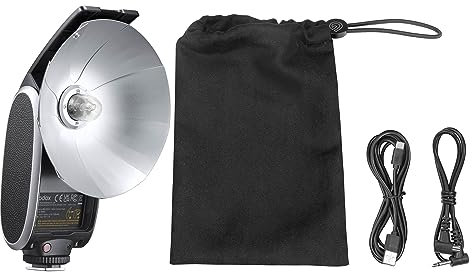 Godox 1/1-1/64 Lux Senior Speedlite With Hotshoe Camera Flash Proffessional Photography Lighting LED Video Flash Portable Battery Vintage Retro Powered Light (Black)