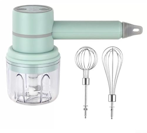 Zoegneer Green 250ML 2 en 1 Batidor de Huevos eléctrico y Picador de ajo Mezclador portátil Mini batidor de Crema automático para el hogar para Cocina (Verde)
