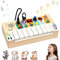 Juguetes Montessori 1 2 3 Años Teclado Musical Infantil con Tablero Montessori y Interruptor de Luz LED Tablero de Actividades Piano Infantil Juguetes Madera 1 Años Juguetes Educativos para Niños