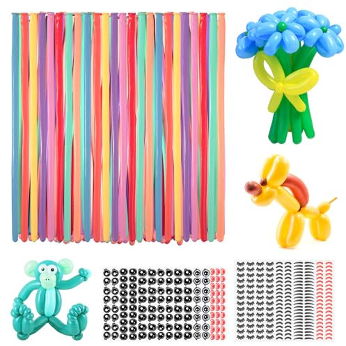 100 Stück Luftballons Modellierballons, Luftballons Lang Kunsthandwerk Luftballons Tiere Formen, Modellierballons Ballon Tiere Kit für Tierherstellung und Geburtstag Party Dekoration