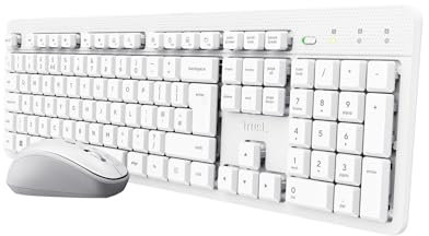 Trust Ody II Silent Wireless Keyboard and Mouse Set QWERTY UK Layout, Floating Low Profile Keys, One USB Receiver, Spill-Resistant, Ambidextrous Mouse, Quiet Combo for PC Laptop Mac, White