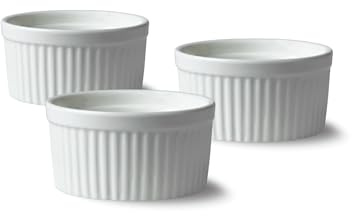 Lacor - 61239 - Lot de 3 ramequins en porcelaine blanche, finition lisse et brillante, résistant aux chocs thermiques, adapté au four, au micro-ondes et au lave-vaisselle, Ø 9 cm, 130 ml