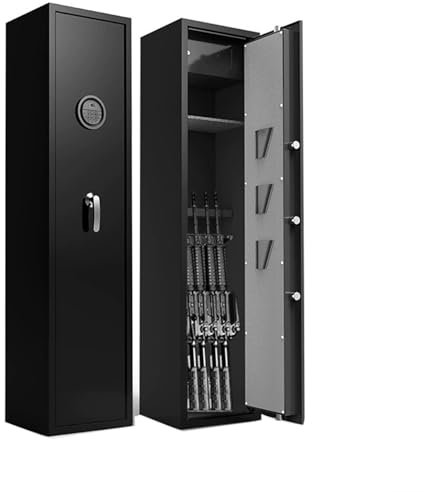 Biometriskt Vapenskåp All Steel Gun Safe Elektroniskt Lösenord för Fingeravtryckspistol med Intelligent Larmfunktion Kan Lagra 5 Långa Vapen
