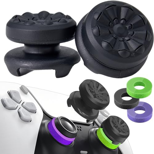 STAY GENT Thumbsticks & stötdämpare för PS5-kontroller, 2 stycken silikon-thumb grip kepsar för att förbättra mål, kontrollera och precisionsspel, ebenholts, svart