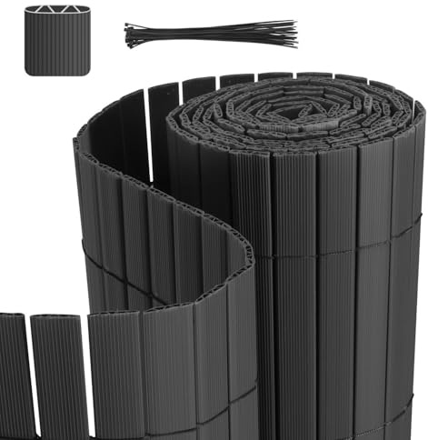 Daromigo Esterilla de protección visual de PVC, 160 x 1000 cm, valla de protección visual con listón, cortavientos, balcón, protección contra la intemperie, para valla, jardín, terraza, antracita