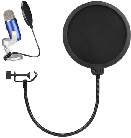 Genérico Filtro Antipop para Micrófono - Pantalla Antipop para Micrófono De Estudio - Pantalla De Viento De Doble Capa con Cuello Flexible para Doblaje Y Canto