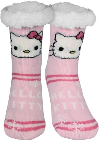 United Labels Hello Kitty strumpor – hemmastrumpor för damer gosiga strumpor fluffiga vinterstrumpor varma damstrumpor rosa