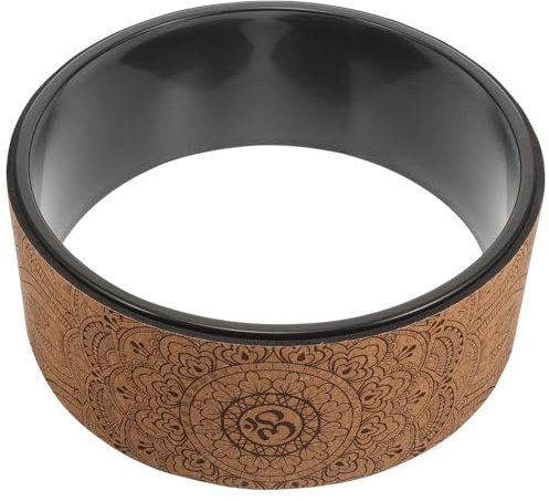 BUGUUYO Ruota Yoga in PU e Sughero, Rullo per Allungare la Schiena e Stretching, Supporto Pilates per Stabilità e Flessibilità, per Esercizi di Schiena e Muscoli, Accessorio Fitness per
