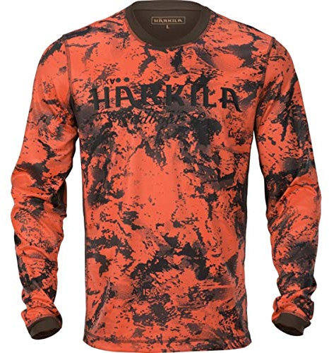 Härkila | Wildboar Pro L/S T-Shirt | Professionelle Jagd Kleidung & Jagd Zubehör für Herren & Damen | Skandinavische Qualität Made to Last | AXIS MSP®Orange Blaze/Shadow Brown, XXL