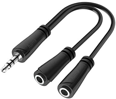 Hama Audio Splitter für 2 Kopfhörer (3,5 mm Klinke Stecker auf 2x 3,5 mm Klinke Buchse, Kopfhörer Adapter HiFi Stereo, AUX Doppelstecker für Tablet, Handy, Laptop zum gemeinsamen Hören mit 2 Headsets)