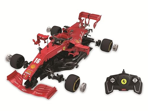 JAMARA 403007 Ferrari SF 1000 1:16, 2,4 GHz byggsatsdelar är anslutna, inga verktyg eller lim behövs, detaljerat interiör, öppna dörrar manuellt, röd