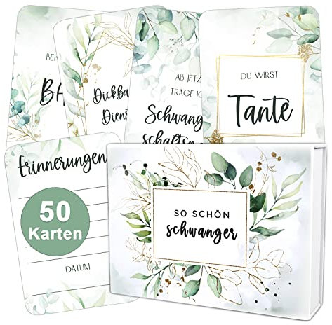 Marvelights 50 Meilensteinkarten Schwangerschaft, Geschenk zur Babyparty werdende Mutter Fotokarten Schwanger Milestone Cards Erinnerungskarten Meilenstein Karten Schwangerschaft Geschenk