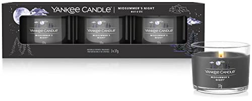 Yankee Candle Duftkerzen Geschenkset | Midsummer's Night Gefüllte Votivkerze | Sojamischung Wachsmischung | 3 Stück