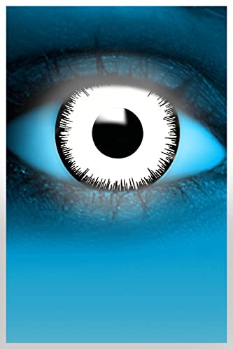 FXCONTACTS Färgade Halloween Kontaktlinser, Mjuka mönsterlinser för eleganta kostymer, 2 stycken, 1 par, engångsbruk utan styrka - Förvandla dig till en UV VAMPYR - Vit - Obs! Lyser i svart ljus