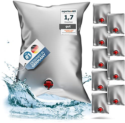 JM EXPERT LINE® Reißfestes Wasserbeutel-Set 10x30 Liter mit 20% mehr Volumen - Beutel für Trinkwasser-Notvorrat 100% Auslaufsicherer Wasserbehälter - Wassersack BPA-frei für Notfall Wasserspeicherung