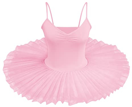 Odizli Ballettkleid Damen Ärmellose Spaghettiträger Tanzbody Turnanzug Tanzkleid Swan Lake Ballettkleidung Gymnastikanzug Ballettanzug Tüll Tütü Balletttrikot Balettkleider Ballerina Kleider Rosa S