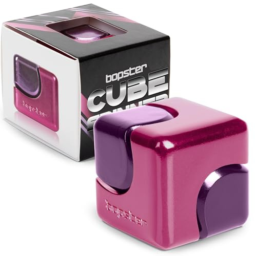 bopster Fidget Cube Spinner | Anodised Metal Hand Spinner | Sensory & Stress Relief Toy for Kids & Adults | ADHD, ADD, Autism | Ideal Gift | Pink & Purple