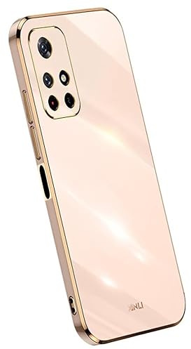 Topme Coque en Silicone pour POCO M4 Pro 5G / Redmi Note 11S 5G (6.6 inches), [ Etui Housse de Téléphone de Style Bord Doré] - Rose