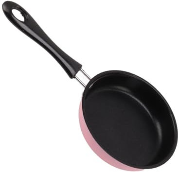 Cyrank Mini Bratpfanne, Antihaftbeschichtete Mini-Pfanne für ein Ei, 12 Cm, Kleiner Eierpfannkuchen Mit Langem Griff, Verhindert Das Anhaften von Induktion, Einzelportions-Bratpfanne(Rosa)