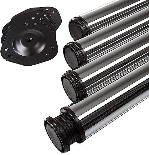 SOTECH 4 Stück Tischbeine Höhe 710 mm Ø 76/80 mm Stahl verchromt belastbar bis 300 kg (75 kg pro Stück), Schreibtischbeine mit 32 mm Höhenverstellung Tischfüße