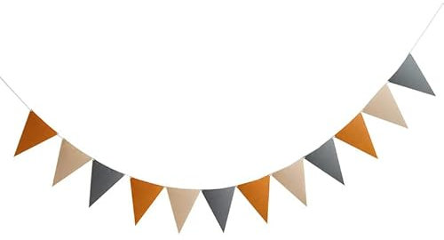 Banderín marrón. Banderín marrón otoñal.12 banderines Triangulares por banderín, banderín de Fieltro para Fiesta de cumpleaños decoración de Boda (2,5m)