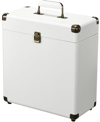 Costravio Caja de almacenamiento de discos de vinilo, caja de exhibición de la colección de álbumes de vinilo, resistente al agua, con capacidad para 45 discos valiosos de 7/10/12 pulgadas, caja de