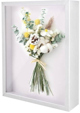 BOCHENG 3D Bilderrahmen 27x22cm Tiefer Holz Rahmen zum Befüllen für Fotos, Medaillen, Souvenirs uvm.