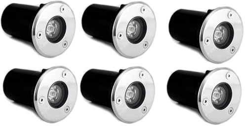 AntDau71® - 6 Pezzi Faretto a led segnapasso calpestabile da esterno viali sentieri giardino pavimento IP65 da incasso a terra luce calda 3000k - 220V (1 watt (6,5 x 7,5 cm))