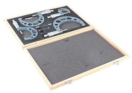 Sorandy Micrómetro de Alta Precisión de 4 Piezas para Mediciones Precisas del Diámetro Exterior con Configuraciones de 0-4 Pulgadas, Carburo Cementado, Duradero y Portátil