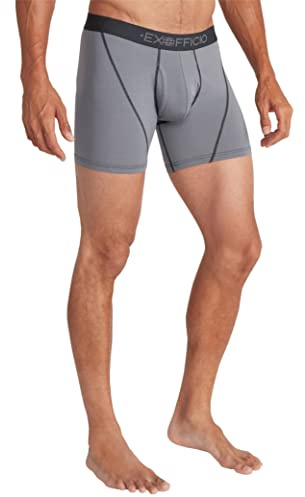 ExOfficio Give-n-Go Sport Mesh 2.0 Herren-Boxershorts, 15,2 cm, Stahl, Onyx/Schwarz, Größe L