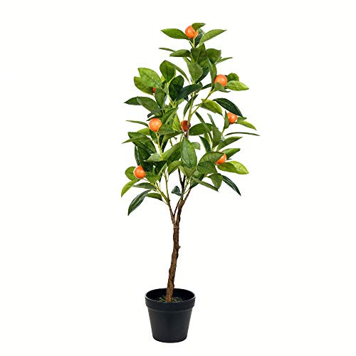 Vickerman Everyday 29 Artificial Potted Orange Tree - Black Plastic Pot - Lifelife Home Or Office Decor - Faux Potted Tree - Maintenance Free