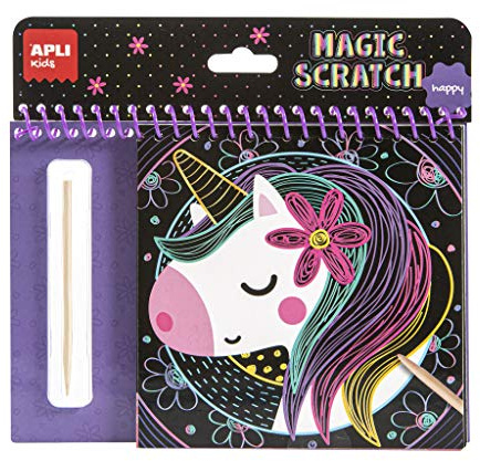 APLI Kids - Blocco Fogli da grattare Happy, 8 Fogli Magic scracth (17150)