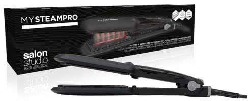 Salon Studio Professional, MySteamPro, Piastra Professionale a Vapore per Capelli, Riscaldamento Rapido, Temperatura Regolabile, Schermo LCD, Funzione Spegnimento Automatico