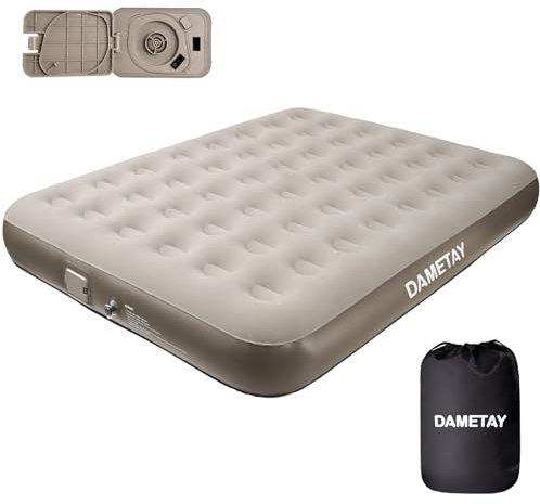 Dametay Luftmatratze 2 Personen, Aufblasen mit 1 klick-Nicht Stecker nötig, Selbstaufblasend Luftbett mit Pumpe Bett aufblasbare Matratze Doppel Inflatable Mattress Air with Electric Pump, 198x152x25
