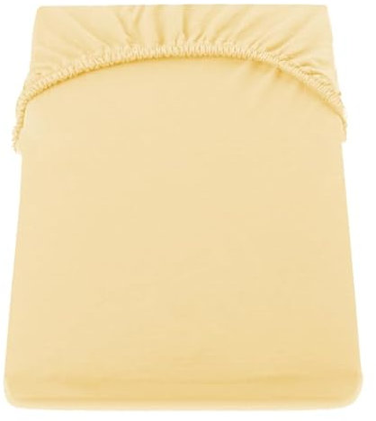 texpot Jersey Spannbettlaken 180 x 200 cm - Gelb 100% Baumwolle Boxspringbett Spannbetttücher