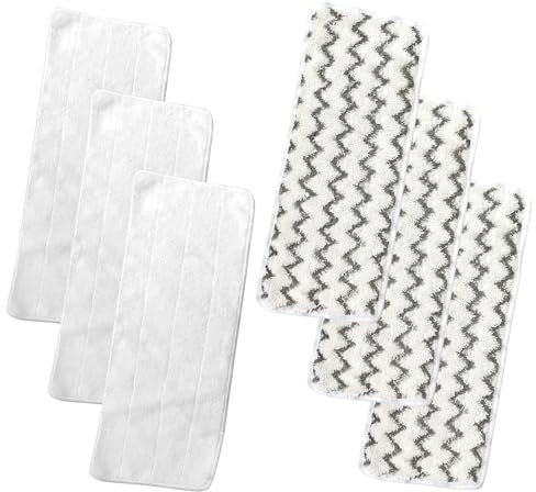 6 Stück Ersatzbezüge Pads für Vileda Steam XXL/PLUS XXL Dampfreiniger, Waschbare Wiederverwendbar Ersatzbezug Power Pad Kompatibel mit Vileda Steam XXL Mikrofasern für Alle Bodenarten - Weiß+Grau