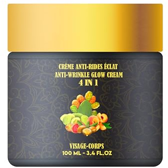 MEILLEURE CRÈME HYDRATANTE ANTI-RIDES 4 en 1 : Huile de pépins de figue de barbarie Huile d’argan Huile de noyau d’abricot Huile essentielle de géranium bourbon Top 1 des Soins Visage (100 ml)