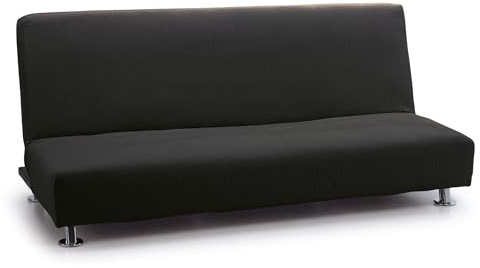 FAVERTI® Funda Elástica Sofá Cama Click Clack Tres Plazas | Modelo Reale | Negro | Funda Sofá Cama Universal | Protector de Calidad de Tejido Jacquard Tacto algodón