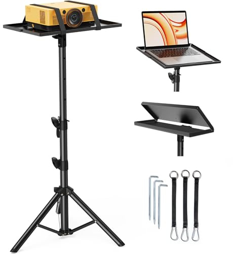 Perlegear Projector Stand Tripod, 21 to 45 Height Adjustable Laptop Stand, Portable Tall Projector Stand 90°Tilt with Spikes for Outdoor Movies, Camping, Office, Home, Stage, or Studio, DJ Rack