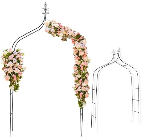 Metal Garden Arch with Ground Stakes 2.7M – Weather Resistant Garden Arch for Climbing Plants, Roses, Flowers - Ideal for Lawn, Patio, Backyard, Courtyard - Wedding & Outdoor Decorations