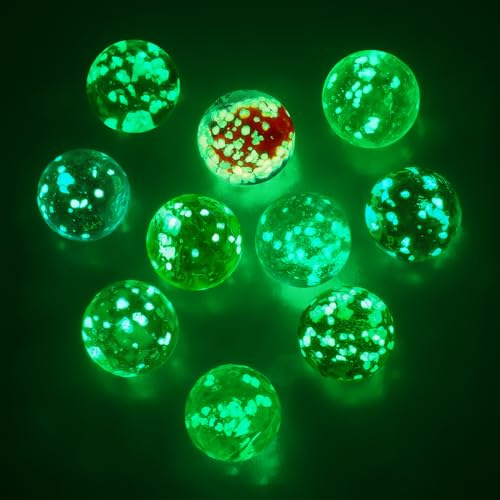 Ainiv Lot de 10 Billes en Verre Phosphorescentes, 12 mm Billes Mouchetées Multicolores, Projets de Bricolage ou Décoration de La Maison, Jouets de Sport D'intérieur et D'extérieur