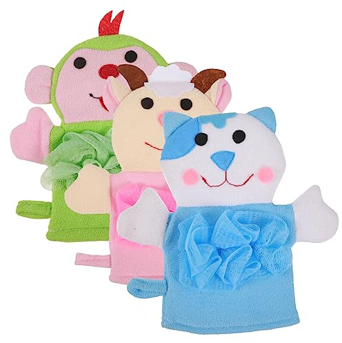 NIYANGLE 3 Pièces de Bain pour Garçon pour Fille Lot de Exfoliants et Moussants Accessoires de Bain de Douche pour Garçon pour Fille des Tout-petits