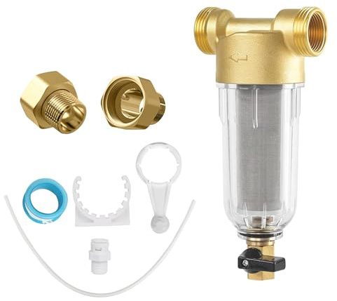 Filtro de retrolavado, filtro de agua, prefiltro de sedimentos, 100 μm, reutilizable, filtro fino para manguera de agua de pozo (1 - 1/2)