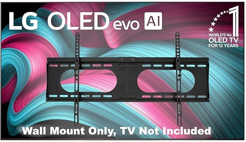 Cheetah Tilt TV Wall Mount for LG EVO OLED TVs, Low 1.5” Profile, Fits 24” Studs, Max Weight 165lbs, Max VESA 730, Fully Assembled Display Bracket, Wood Stud, Masonry, or Drywall, Model CH-LGOLEDEVO